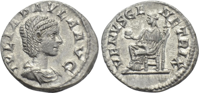 JULIA PAULA (Augusta, 219-220). Denarius. Rome. 

Obv: IVLIA PAVLA AVG. 
Drap...