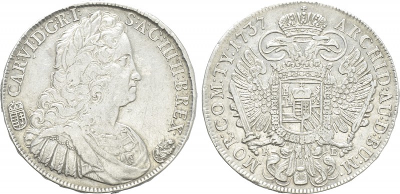 AUSTRIA. Holy Roman Empire. Karl VI (Emperor, 1711-1740). Taler (1737-KB). Kremn...