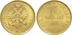 FINLAND. Alexander II (Emperor of Russia, 1855-1881). GOLD 20 Markkaa (1879-S). Helsinki.
