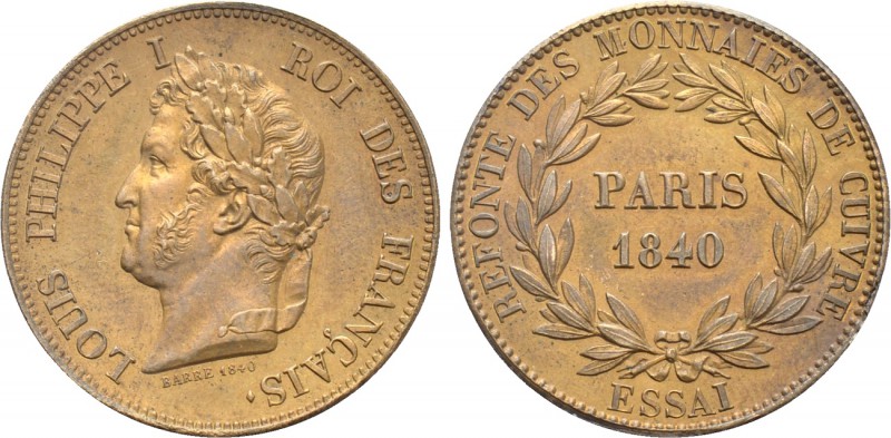 FRANCE. Louis-Philippe I (1830-1848). Copper Décime Pattern (1840). Paris. 

O...