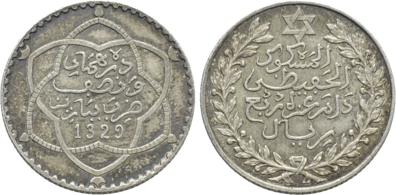 MOROCCO. 'Abd al-Hafid (Abdelhafid) (AH 1325-1330 / 1909-1912 AD). 1/4 Rial (AH ...