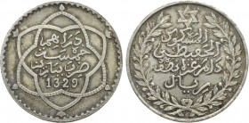 MOROCCO. 'Abd al-Hafid (Abdelhafid) (AH 1325-1330 / 1909-1912 AD). 1/2 Rial (AH 1329 / 1911 AD). Paris.