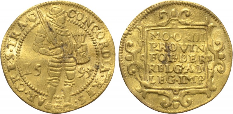 NETHERLANDS. GOLD Ducat (1593). Utrecht. 

Obv: CONCORDIA RES PAR CRES TRA. 
...