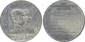 AUSTRIA. Rudolf with Stéphanie (Crown Prince, 1858-1889). Silver "Calendar" Medal (1881). Commemorating their Marriage.