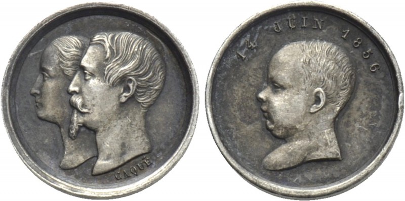 FRANCE. Napoléon III with Eugénie and Louis-Napoléon (1852-1870). Silver Medal (...