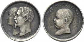 FRANCE. Napoléon III with Eugénie and Louis-Napoléon (1852-1870). Silver Medal (1856). By A. Caqué. Commemorating the Baptism of Louis-Napoléon, Princ...