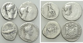 4 Scarce Roman Denari: Julius Caesar, Mark Anthony, Tibertius and Augustus.