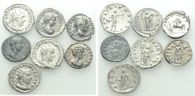 6 Roman Silver Coins and 1 Limes Falsum of Orbiana.