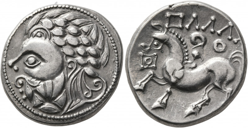 MIDDLE DANUBE. Uncertain tribe. 2nd century BC. Tetradrachm (Silver, 25 mm, 11.9...