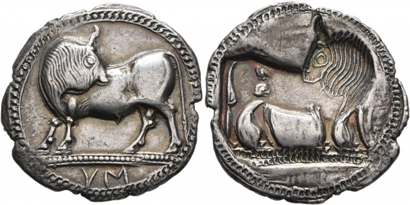 LUCANIA. Sybaris. Circa 550-510 BC. Stater (Silver, 30 mm, 7.88 g, 12 h). VM Bul...