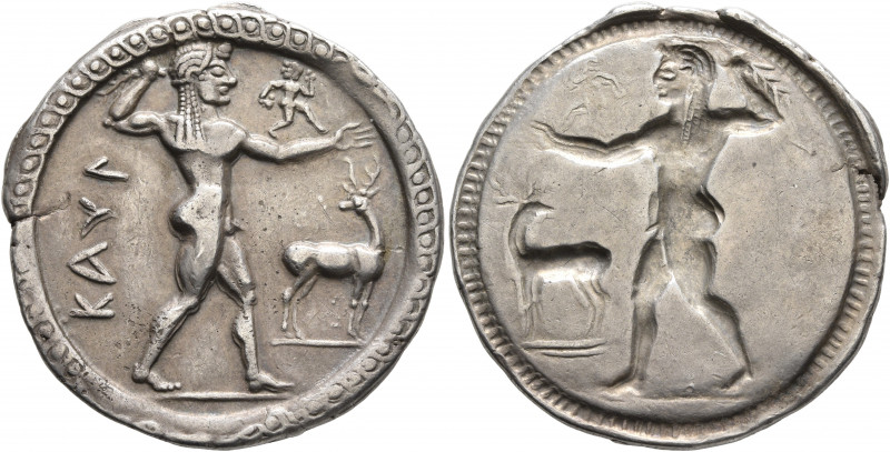 BRUTTIUM. Kaulonia. Circa 525-500 BC. Nomos (Silver, 30 mm, 8.00 g, 12 h). KAYΛ ...