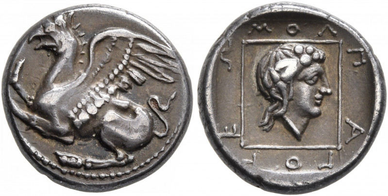 THRACE. Abdera. Circa 395-360 BC. Tetrobol (Silver, 15 mm, 3.00 g, 3 h), Molpago...