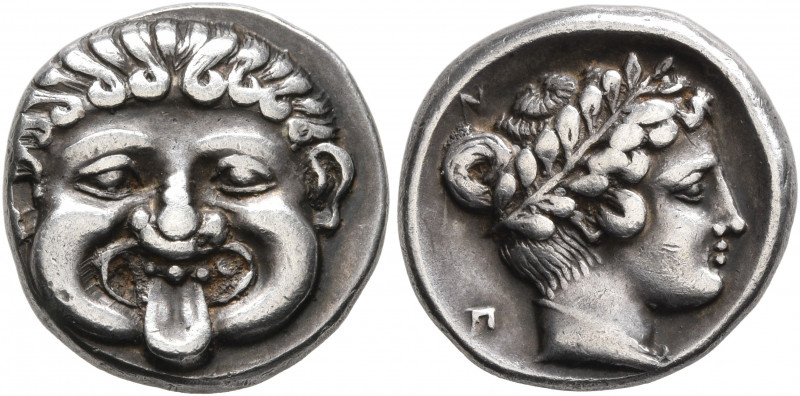 MACEDON. Neapolis. Circa 424-350 BC. Drachm (Silver, 15 mm, 3.86 g, 3 h). Facing...