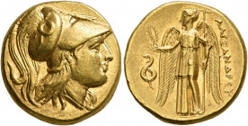 KINGS OF MACEDON. Alexander III ‘the Great’, 336-323 BC. Stater (Gold, 17 mm, 8.58 g, 12 h), Sardes, struck under Menander, circa 330/25-324/3. Head o...