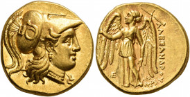 KINGS OF MACEDON. Alexander III ‘the Great’, 336-323 BC. Stater (Gold, 18 mm, 8.60 g, 6 h), Babylon, struck under Peithon, circa 315-311. Head of Athe...