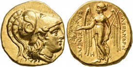 KINGS OF MACEDON. Alexander III ‘the Great’, 336-323 BC. Stater (Gold, 18 mm, 8.59 g, 1 h), Babylon, struck under Seleukos I, circa 311-300. Head of A...
