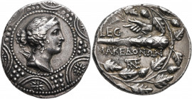 MACEDON (ROMAN PROTECTORATE), Republican period. Roman embassy. Circa 148-147 BC. Tetradrachm (Silver, 30 mm, 16.86 g, 3 h), Attic standard. Diademed ...