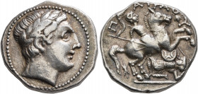 KINGS OF PAEONIA. Patraos, circa 335-315 BC. Tetradrachm (Silver, 24 mm, 12.74 g, 12 h), Astibos or Damastion. Laureate head of Apollo to right. Rev. ...