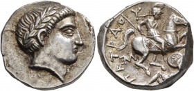 KINGS OF PAEONIA. Patraos, circa 335-315 BC. Tetradrachm (Silver, 25 mm, 12.48 g, 1 h), Astibos or Damastion. Laureate head of Apollo to right. Rev. Π...