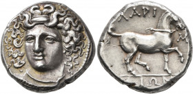 THESSALY. Larissa. Circa 356-342 BC. Stater (Silver, 23 mm, 12.22 g, 12 h). Head of the nymph Larissa facing slightly to left, wearing ampyx, pendant ...