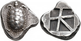 ISLANDS OFF ATTICA, Aegina. Circa 456/45-431 BC. Stater (Silver, 22 mm, 12.08 g). Tortoise with segmented shell. Rev. Incuse square with skew pattern....