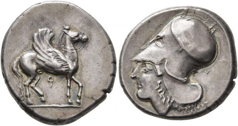 CORINTHIA. Corinth. Circa 405-345 BC. Stater (Silver, 21 mm, 8.51 g, 4 h). Ϙ Peg...