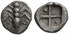 CIMMERIAN BOSPOROS. Pantikapaion. Circa 470-460 BC. Tetartemorion (Silver, 6 mm, 0.17 g). Ant. Rev. Quadripartite incuse square with pellets in two op...