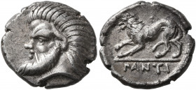 CIMMERIAN BOSPOROS. Pantikapaion. Circa 380-370 BC. Hemidrachm (Silver, 15 mm, 2.58 g, 6 h). Head of Pan with animal ears and a pug nose to left. Rev....