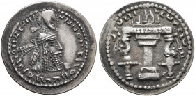 SASANIAN KINGS. Ardashir I, 223/4-240. Obol (Silver, 15 mm, 0.70 g, 4 h), Mint B (Hamadan), circa 233/4-238/9. MZDYSN BGY 'RTHŠTR MRKAN MRKA 'YR'N MNW...