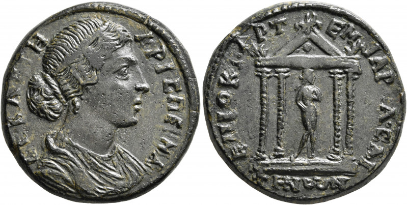 LYDIA. Saitta. Crispina, Augusta, 178-182. Tetrassarion (Bronze, 30 mm, 16.55 g,...