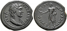 PHRYGIA. Eumeneia. Pseudo-autonomous issue. Diassarion (Bronze, 24 mm, 7.76 g, 6 h), circa 180-218. IЄPA CYNKΛHTOC Draped bust of the Roman Senate to ...