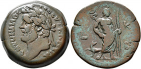EGYPT. Alexandria. Antoninus Pius, 138-161. Drachm (Bronze, 32 mm, 29.08 g, 12 h), RY 22 = 158/9. Τ Κ ΑΔΡΙΑ ΑΝΤⲰΝΙИΟϹ ϹЄΒ ЄY Laureate head of Antoninu...