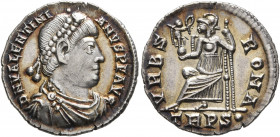 Valentinian I, 364-375. Siliqua (Silver, 18 mm, 2.00 g, 6 h), Treveri, 367-375. D N VALENTINI-ANVS P F AVG Pearl-diademed, draped and cuirassed bust o...