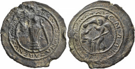 Bernardus, bishop of Nazareth, circa 1120. Seal (Lead, 39 mm, 34.71 g, 12 h). BERNARDVS NAZARENVS [EPISCOPVS] within two concentric circles; in center...