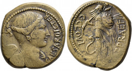 Julius Caesar, 49-44 BC. Dupondius (Orichalcum, 28 mm, 12.94 g, 12 h), with C. Clovius, prefect, Rome, late 46-early 45. CAESAR DIC•TER Winged and dra...