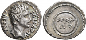 Augustus, 27 BC-AD 14. Denarius (Silver, 20 mm, 3.86 g, 7 h), uncertain mint in Spain (Colonia Patricia?), circa 19-18. CAESAR AVGVSTVS Bare head of A...