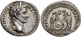 Augustus, 27 BC-AD 14. Denarius (Silver, 20 mm, 3.88 g, 7 h), Lugdunum, 2 BC-AD 4. CAESAR AVGVSTVS DIVI F PATER PATRIAE Laureate head of Augustus to r...