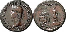 Gaius (Caligula), 37-41. Sestertius (Orichalcum, 35 mm, 30.80 g, 6 h), Rome, 37-38. C•CAESAR•AVG•GERMANICVS•PON•M•TR•POT• Laureate head of Gaius to le...
