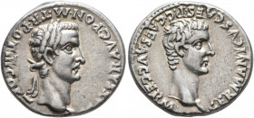 Gaius (Caligula), with Germanicus, 37-41. Denarius (Silver, 18 mm, 3.79 g, 6 h), Lugdunum, 40. C•CAESAR•AVG•GERM•PON•M•TR•POT•III•COS•III Laureate hea...