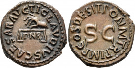 Claudius, 41-54. Quadrans (Copper, 18 mm, 3.50 g, 6 h), Rome, 41. TI•CLAVDIVS•CAESAR•AVG• Right hand to left, holding scales; below, P N R. Rev. PON•M...