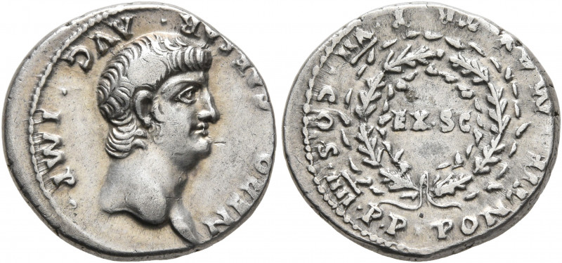 Nero, 54-68. Denarius (Silver, 18 mm, 3.59 g, 5 h), Lugdunum, 60-61. NERO CAESAR...