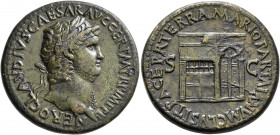 Nero, 54-68. Sestertius (Orichalcum, 34 mm, 27.59 g, 6 h), Rome, 65. NERO CLAVDIVS CAESAR AVG GER P M TR P IMP P P Laureate head of Nero to right, wea...