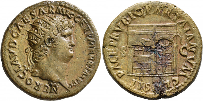Nero, 54-68. Dupondius (Orichalcum, 29 mm, 13.39 g, 6 h), Rome, circa 65. NERO C...