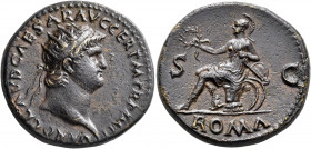 Nero, 54-68. Dupondius (Orichalcum, 28 mm, 14.86 g, 6 h), Rome, 65. NERO CLAVD CAESAR AVG GER P M TR P IMP P Radiate head of Nero to right. Rev. ROMA ...