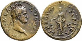 Galba, 68-69. Dupondius (Orichalcum, 30 mm, 14.06 g, 6 h), Rome, June-August 68. IMP SER GALBA AVG TR P Laureate head of Galba to right. Rev. LIBERTAS...