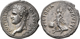 Vitellius, 69. Denarius (Silver, 19 mm, 3.65 g, 7 h), uncertain mint in Spain (Tarraco?), 2 January-18 July 69. A VITELLIVS IMP GERMAN Laureate head o...
