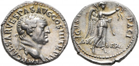 Vespasian, 69-79. Denarius (Silver, 17 mm, 3.54 g, 7 h), Ephesus, 71. IMP CAESAR VESPAS AVG COS III TR P P P Laureate head of Vespasian to right. Rev....