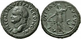 Vespasian, 69-79. As (Copper, 27 mm, 12.37 g, 7 h), Rome, 74. IMP CAESAR VESP AVG COS V CENS Laureate head of Vespasian to left. Rev. AEQVITAS AVGVST ...