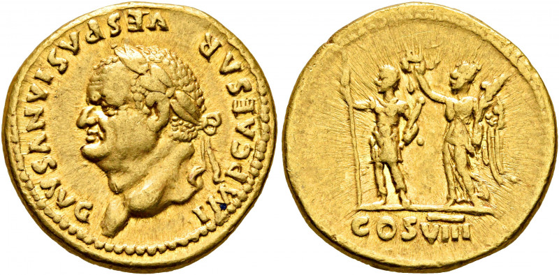 Vespasian, 69-79. Aureus (Gold, 19 mm, 7.26 g, 7 h), Rome, 77-78. IMP CAESAR VES...