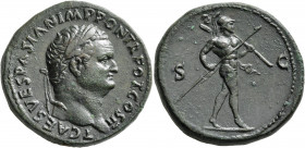Titus, as Caesar, 69-79. Sestertius (Orichalcum, 33 mm, 28.26 g, 5 h), Rome, 72. T CAES VESPASIAN IMP PON TR POT COS II Laureate head of Titus to righ...
